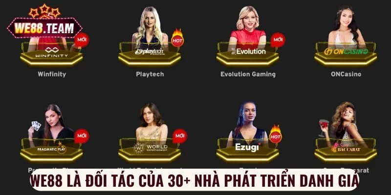 We88 là đối tác của 30+ nhà phát triển danh giá